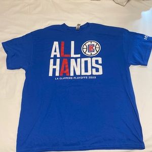 All Hands Clippers Playoff Shirt - Blue with 2023 Playoffs Logo (Size Large)